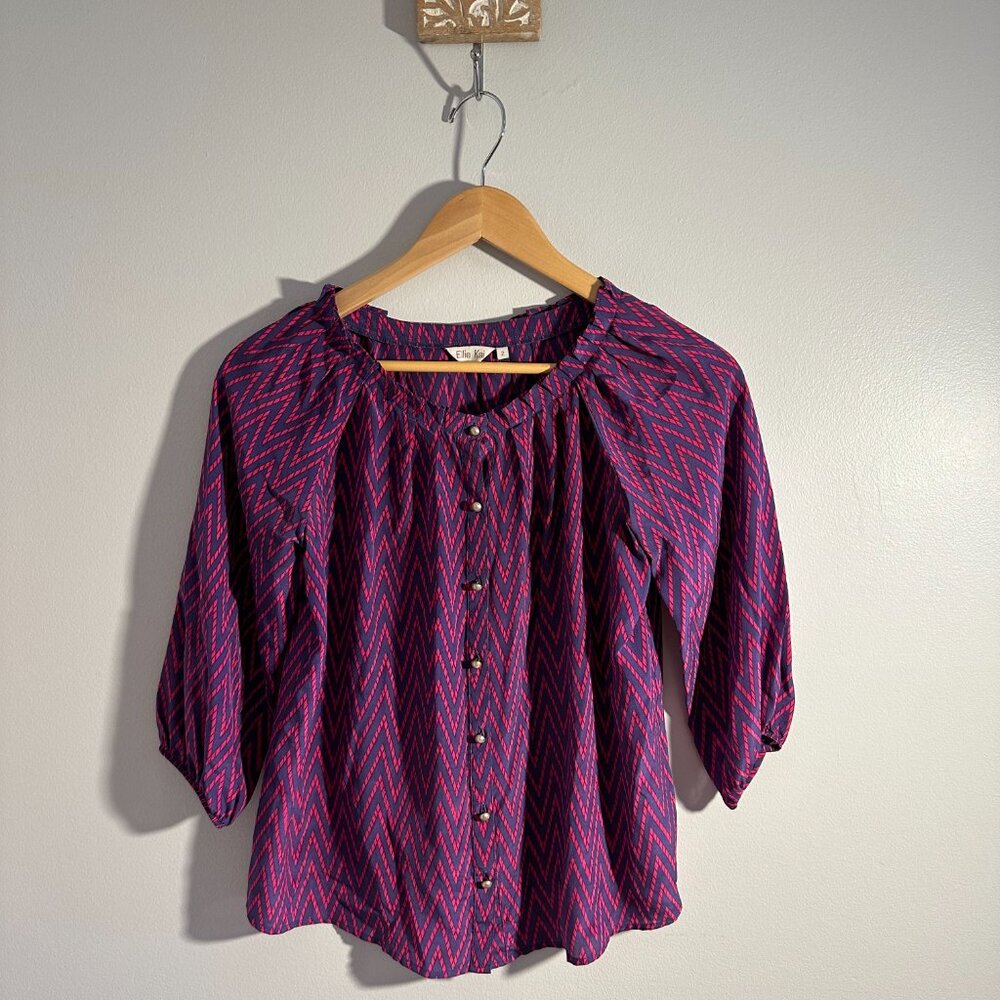 Ellie Kai Chevron Silk Blouse, Women's Size 2